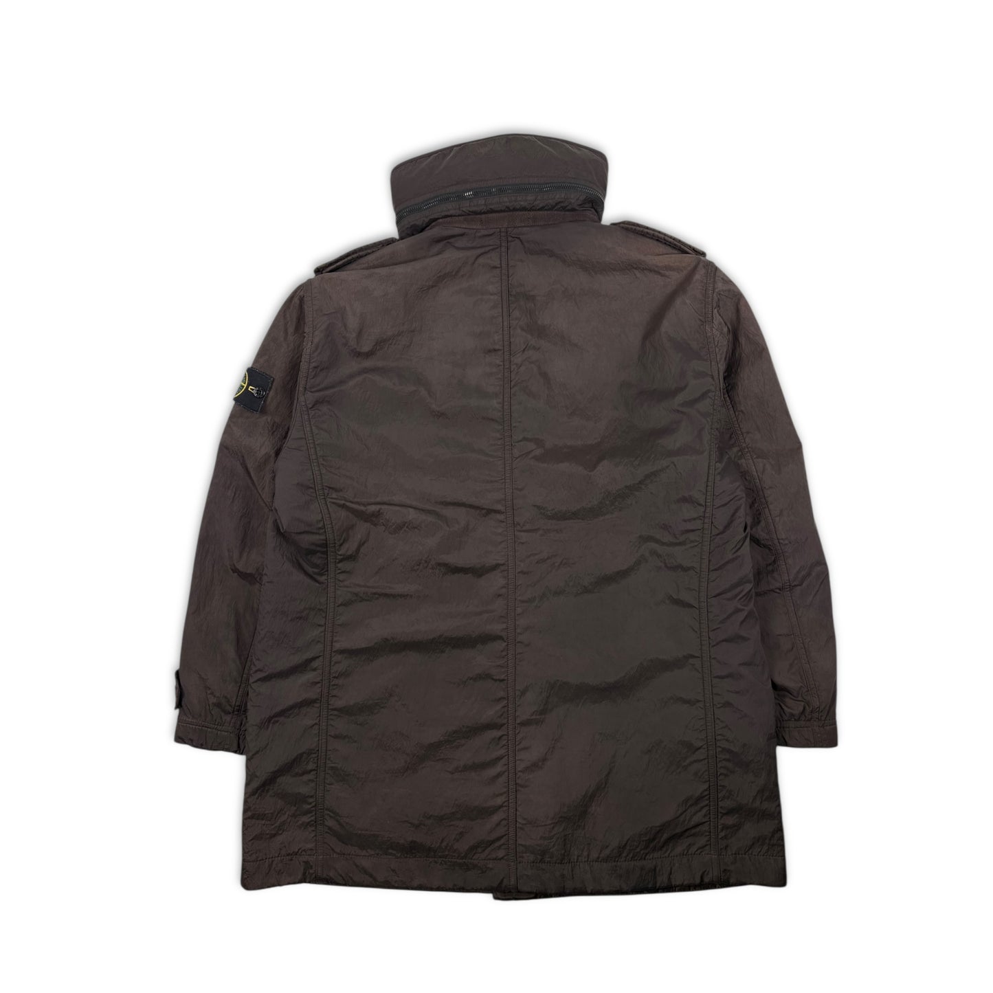 STONE ISLAND Metallic Nylon Hooded Coat Long Jacket