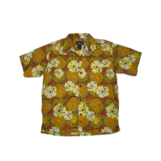 2001 Patagonia Pataloha button-up shirt orange floral print