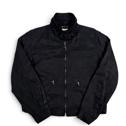 Agnès b black zip-up Rayon cotton jacket