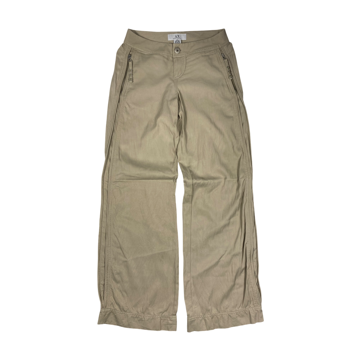 Armani Exchange beige wide-leg trousers