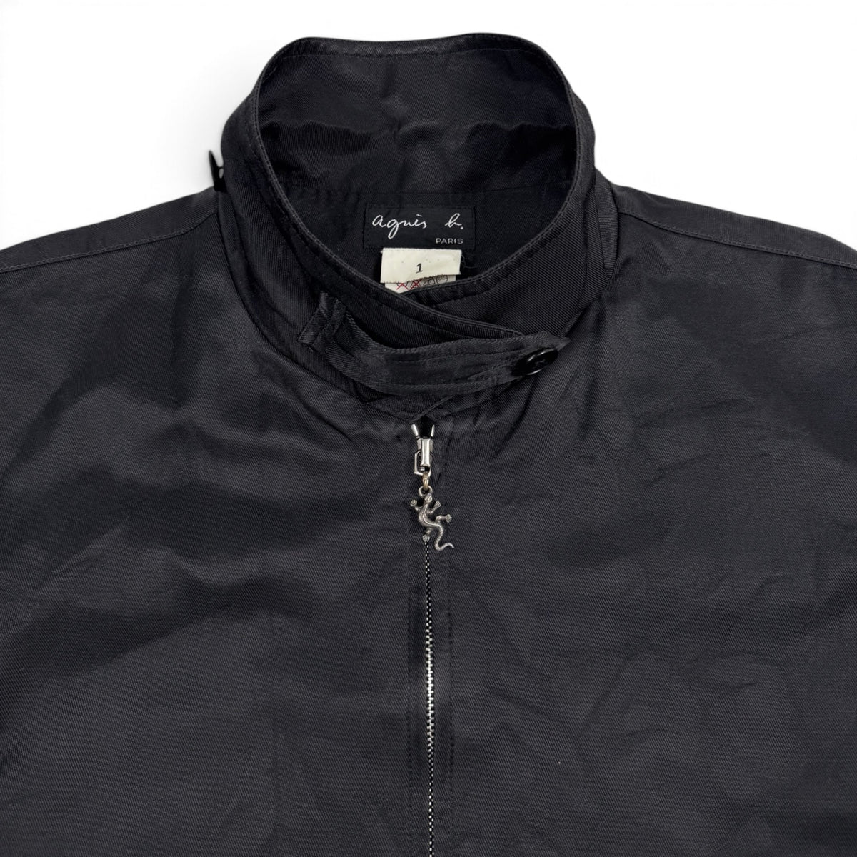 Agnès b black zip-up Rayon cotton jacket