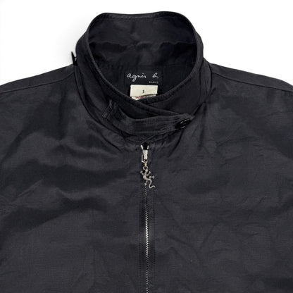 Agnès b black zip-up Rayon cotton jacket