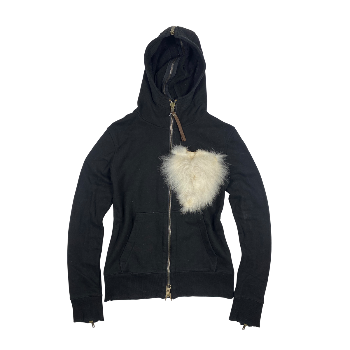 G.O.A double-layer zip-up fur heart hoodie