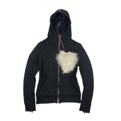 G.O.A double-layer zip-up fur heart hoodie