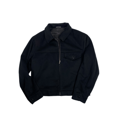 Agnès b black zip-up wool jacket Made In France
