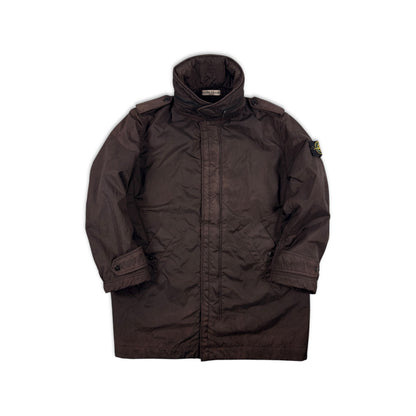 STONE ISLAND Metallic Nylon Hooded Coat Long Jacket
