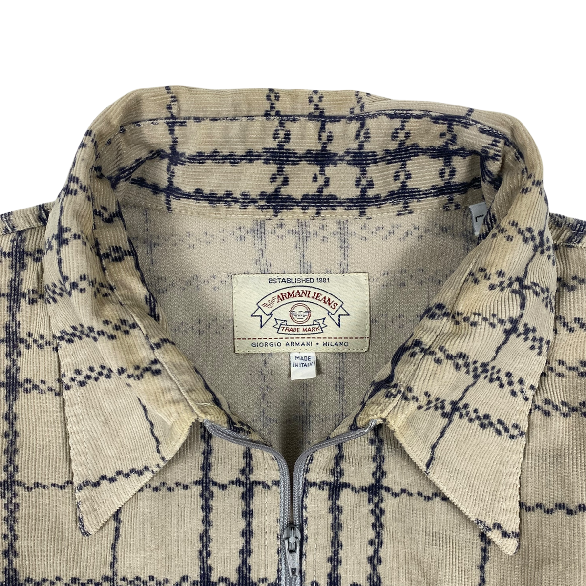 Giorgio Armani zip-up flannel plaid shirt jacket