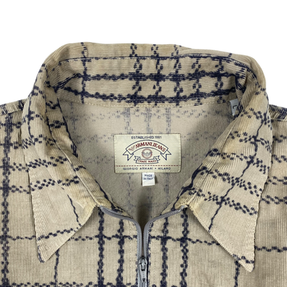 Giorgio Armani zip-up flannel plaid shirt jacket