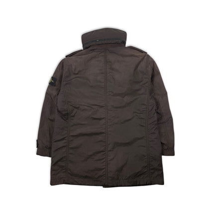 STONE ISLAND Metallic Nylon Hooded Coat Long Jacket
