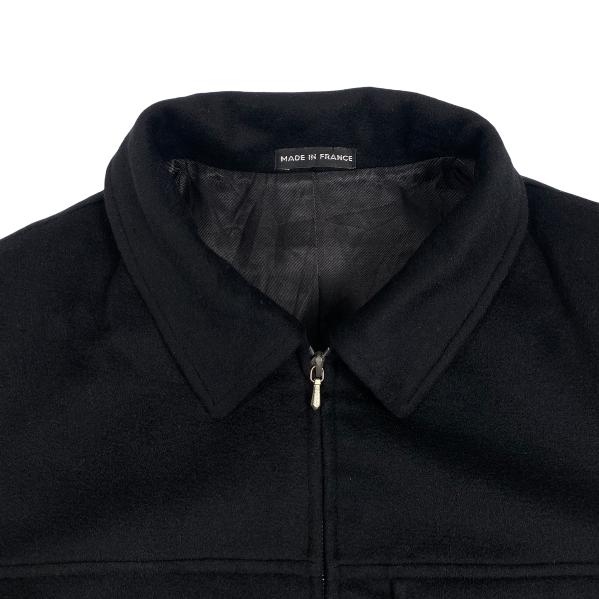 Agnès b black zip-up wool jacket Made In France