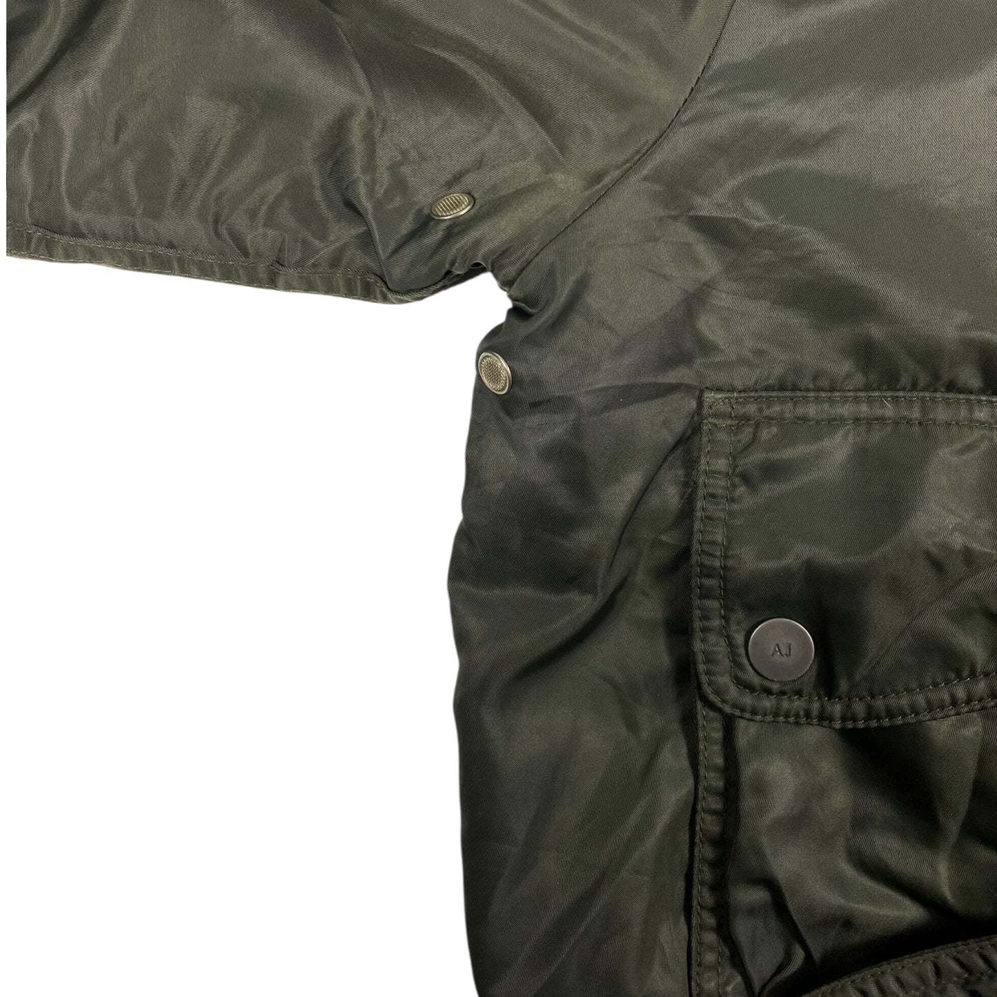 00s Armani Jeans Olive Green Utility Bomber Jacket