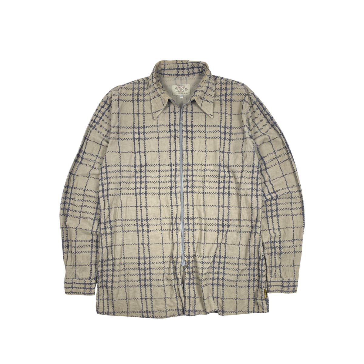 Giorgio Armani zip-up flannel plaid shirt jacket