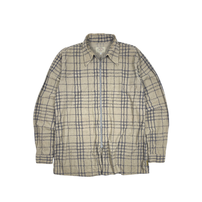 Giorgio Armani zip-up flannel plaid shirt jacket