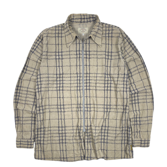 Giorgio Armani zip-up flannel plaid shirt jacket