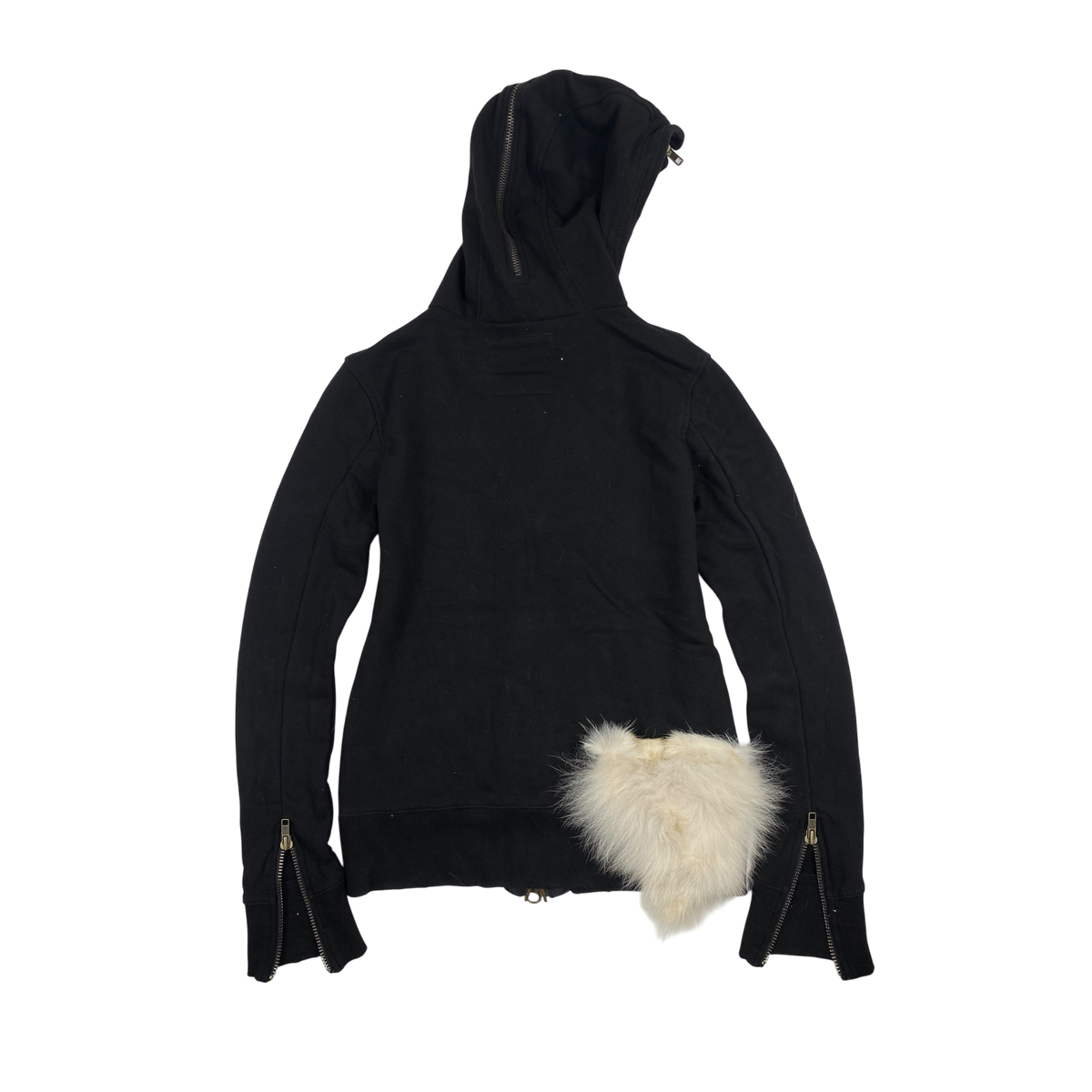 G.O.A double-layer zip-up fur heart hoodie