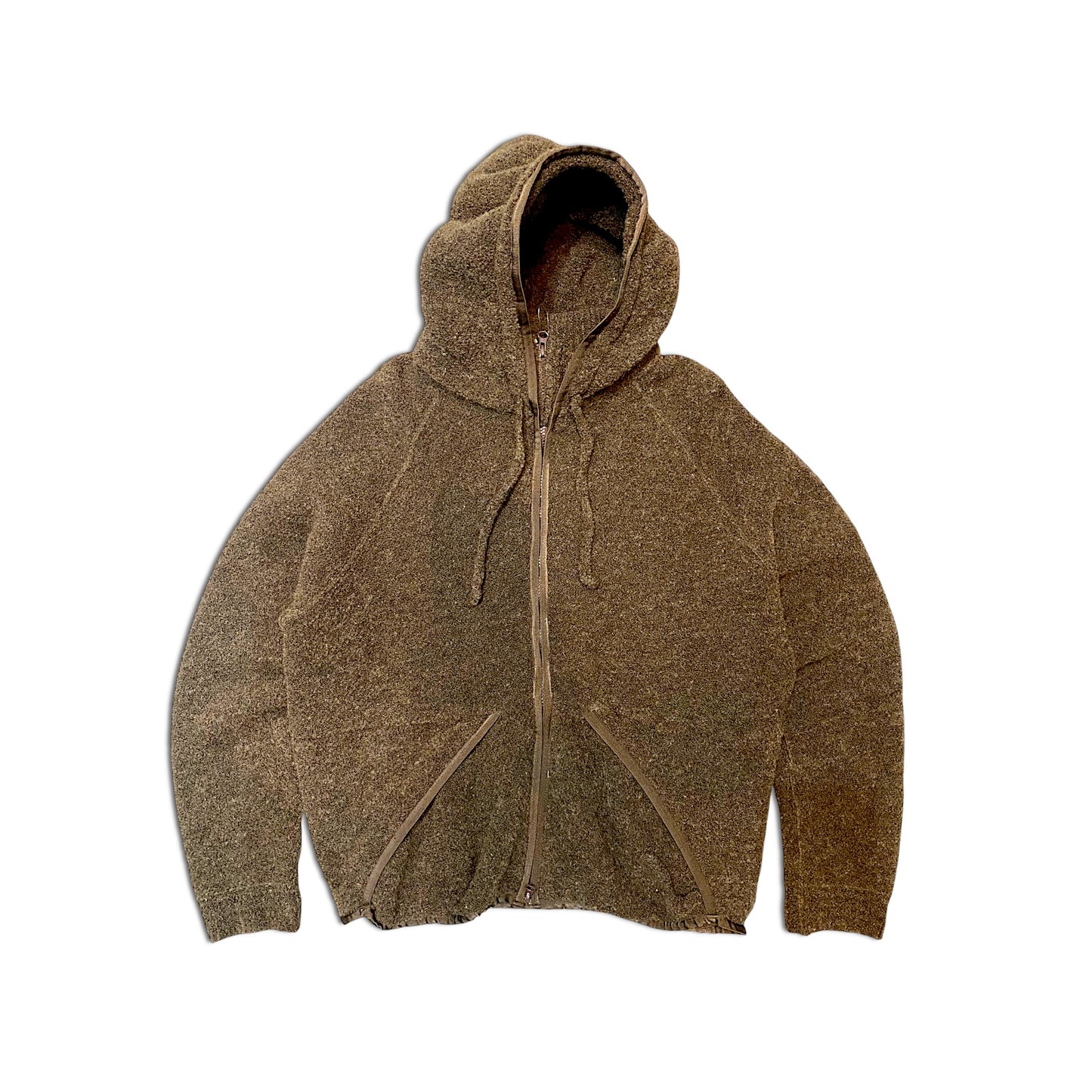 Vintage Beams Heart Zipper Hooded Wool Jacket