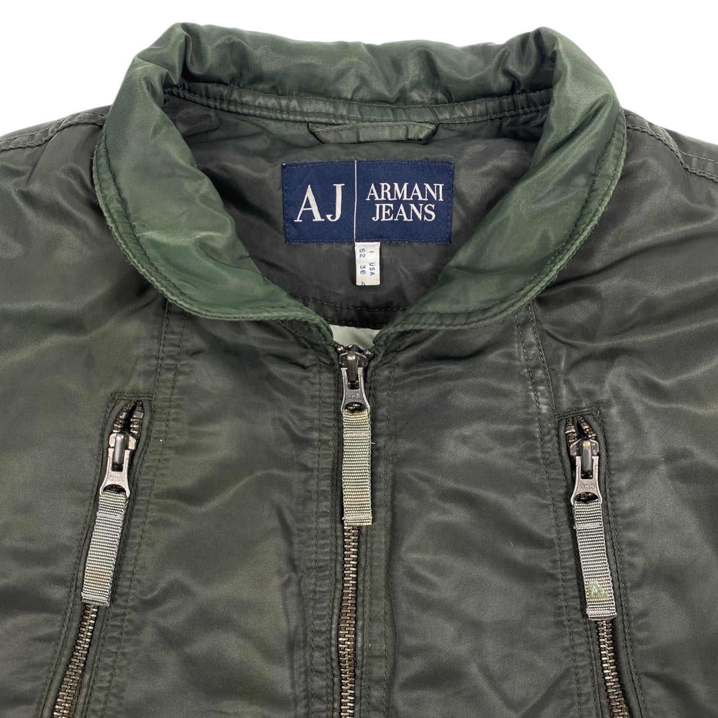 00s Armani Jeans Olive Green Utility Bomber Jacket