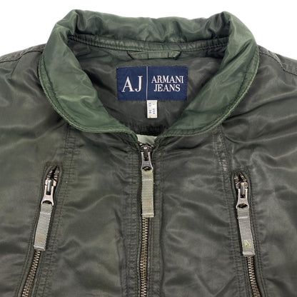 00s Armani Jeans Olive Green Utility Bomber Jacket