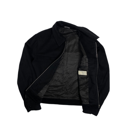 Agnès b black zip-up wool jacket Made In France