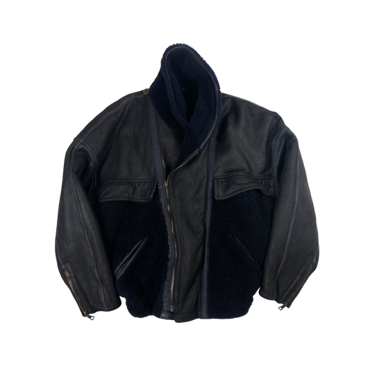 80s Vintage GIANNI VERSACE Leather Bomber Reversible Jacket