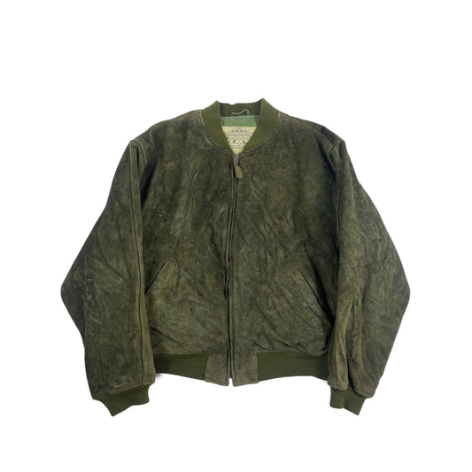 Vintage banana republic safari green suede bomber jacket