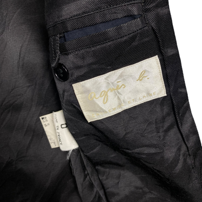 Agnès b black zip-up wool jacket Made In France