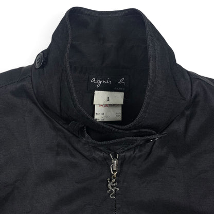 Agnès b black zip-up Rayon cotton jacket