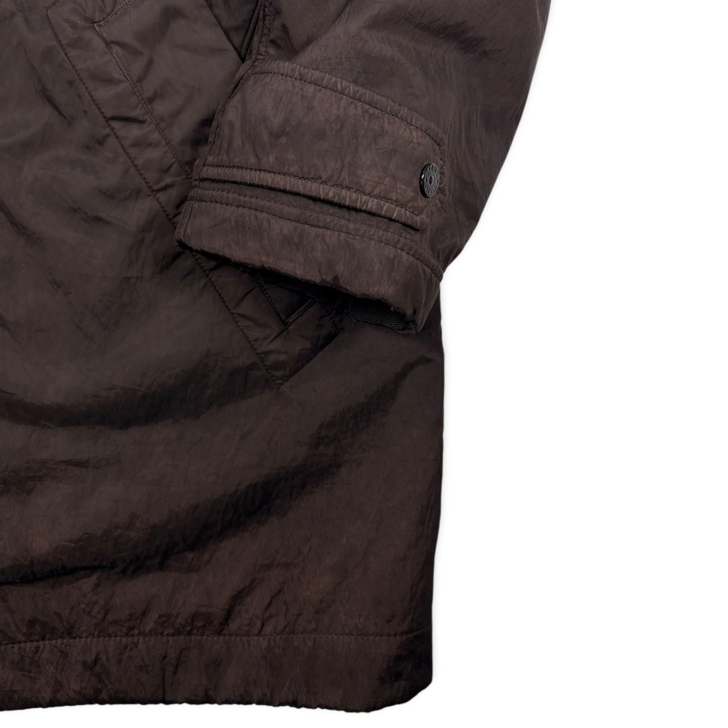 STONE ISLAND Metallic Nylon Hooded Coat Long Jacket