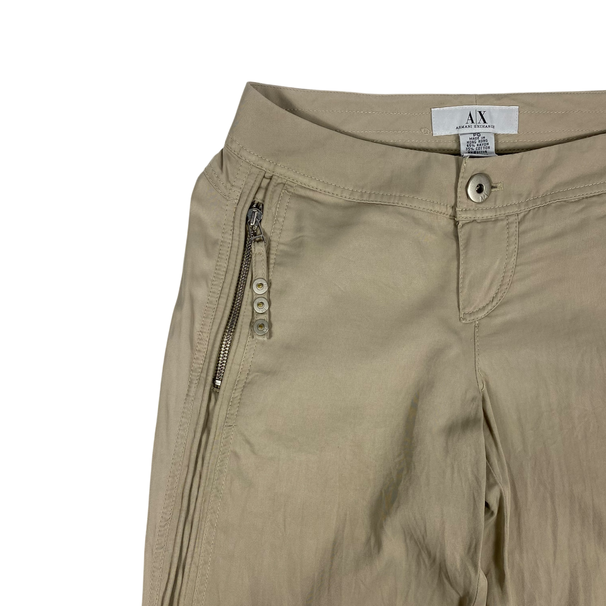 Armani Exchange beige wide-leg trousers
