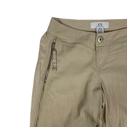 Armani Exchange beige wide-leg trousers