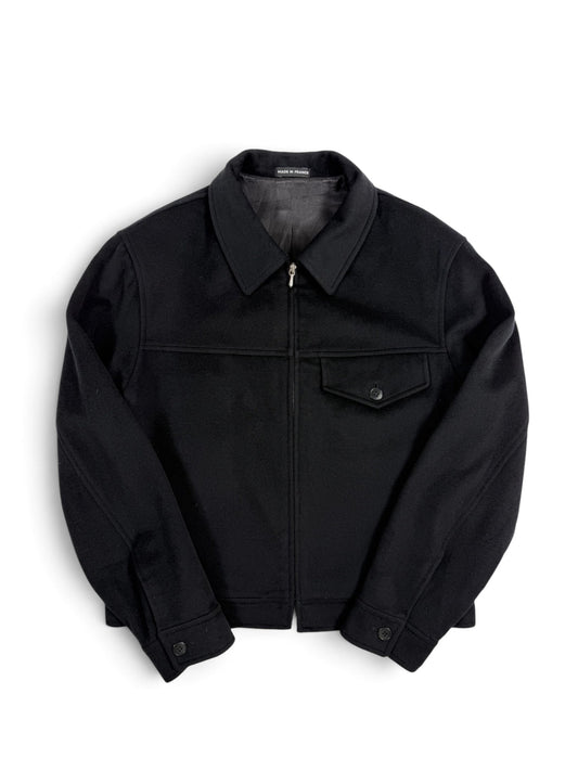 Agnès b black zip-up wool jacket Made In France
